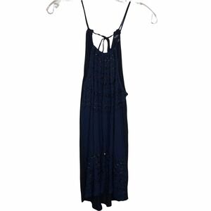 Lucky Brand Navy Beaded Lace Spaghetti Strap Top Size S